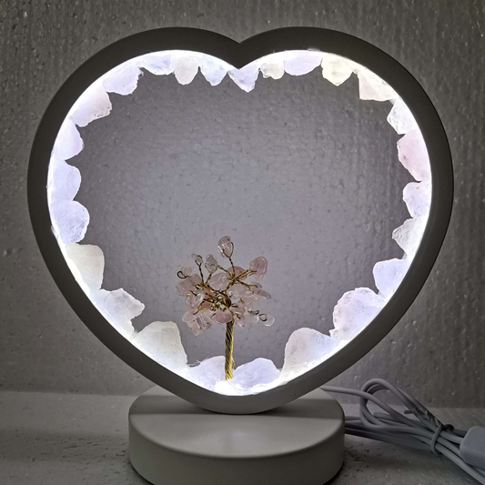 Rose Quartz LED USB Lamp with Gemstone Tree