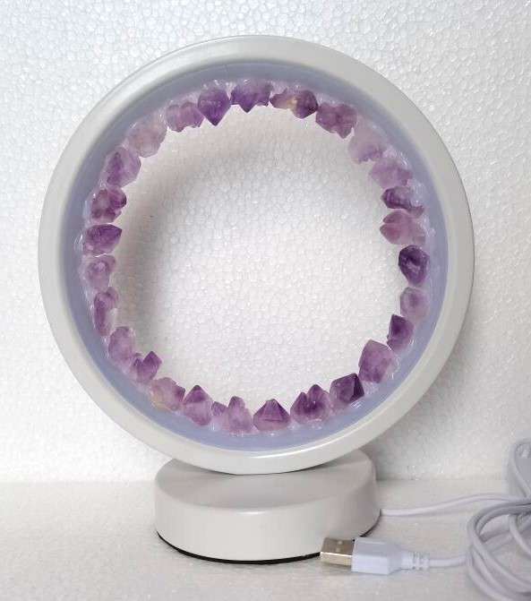 Natural Amethyst Crystal LED USB Table Lamp