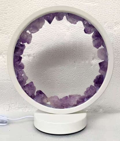 Natural Amethyst Crystal LED USB Table Lamp