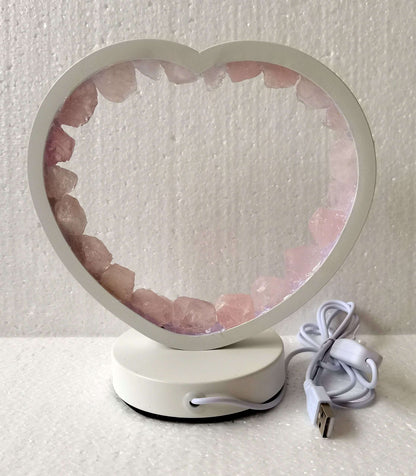 Rose Quartz Crystal LED USB Table Lamp