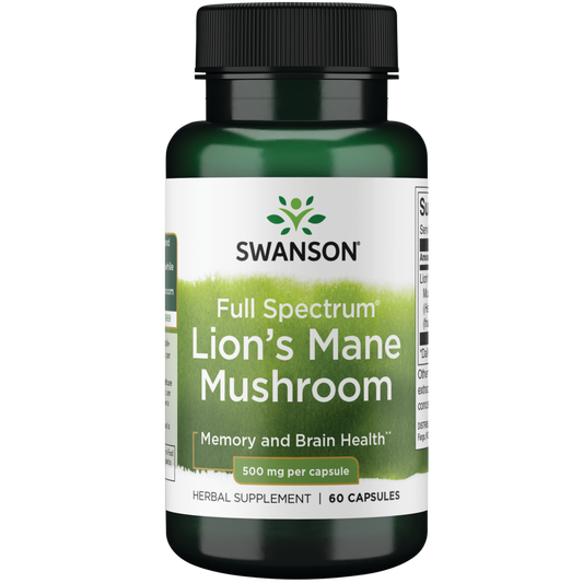 SWANSON Lion's Mane Mushroom 500mg, 60 Capsules
