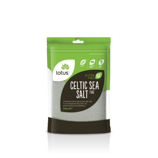 Experience the superb flavour of Lotus Fine Celtic Sea Salt. This rare and delicate, quality seasoning is hand-harvested by an artisan collective on the shores of Guerande, France. Naturally dried in clay-lined estuary beds, this unrefined salt retains its minerals and is naturally lower in sodium than common salt. Perfect for use as a cooking or finishing salt, Celtic sea salt graces the kitchens and tables of renowned restaurants across the globe. Add a new quality and dimension of flavour to your food.