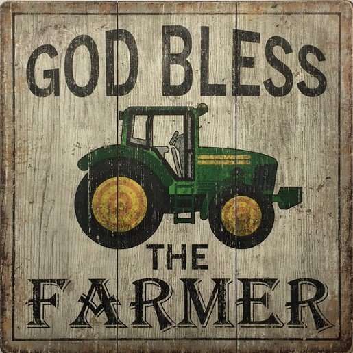 Wall Art on MDF God Bless The Farmer 40x40cm