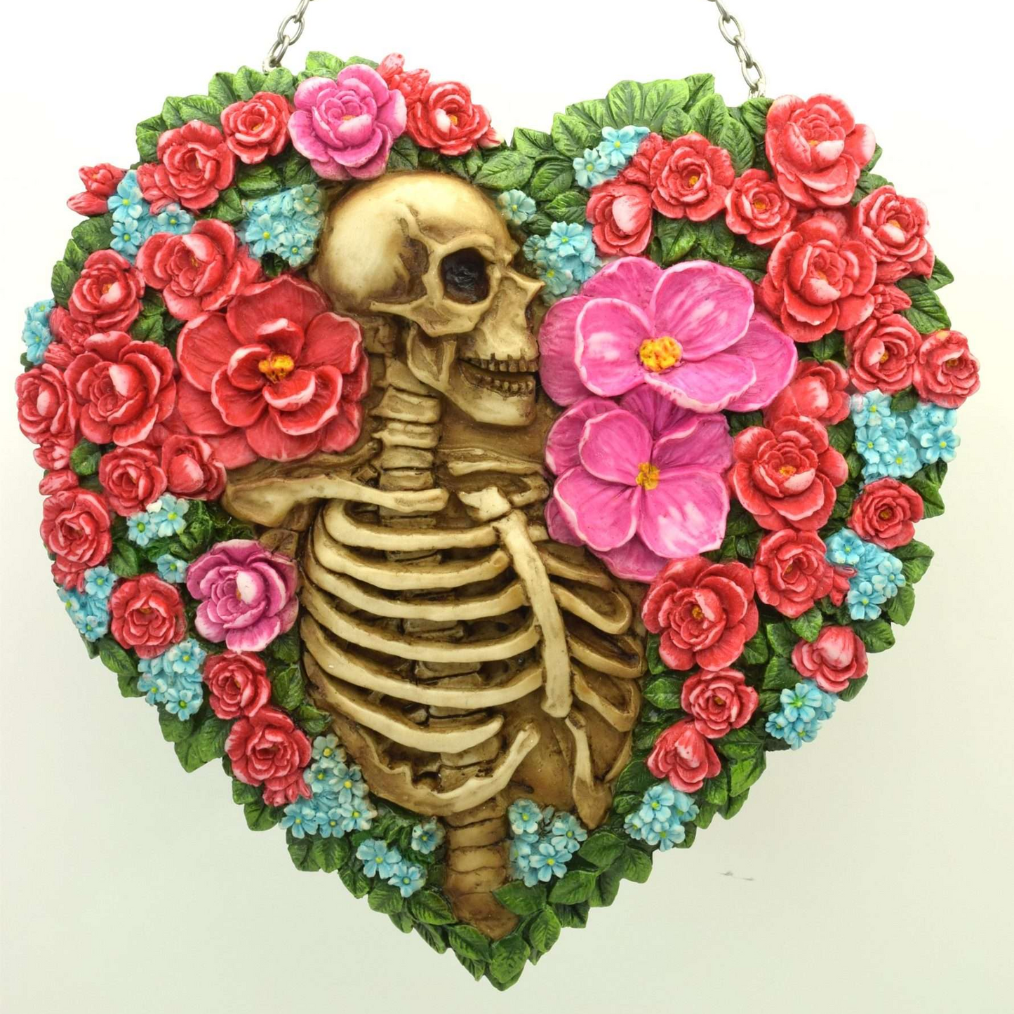 Skeleton with Flowers Wall Hanging Resin