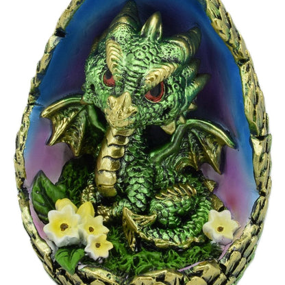 Decorative plaque with a green dragon and flowers on a white background