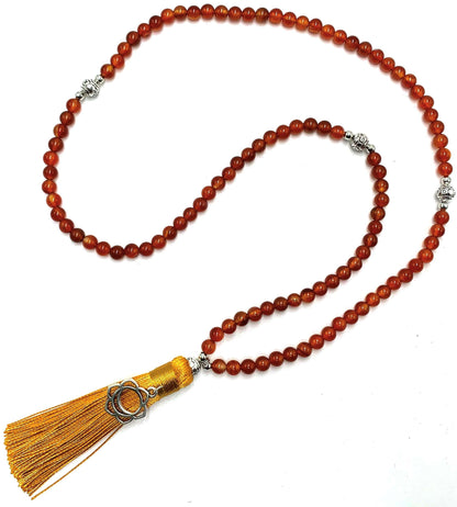 Agate Mala Beads with Sacral Chakra Charm