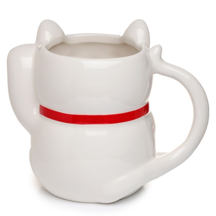 White Maneki Neko Lucky Cat Ceramic Mug