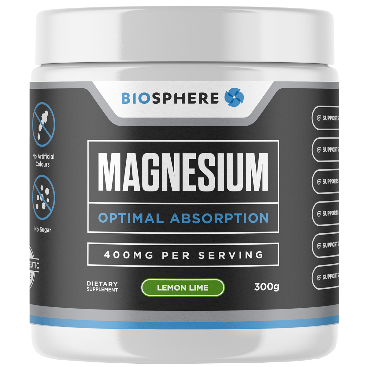 Biosphere Magnesium 400mg Powder Lemon & Lime 300g