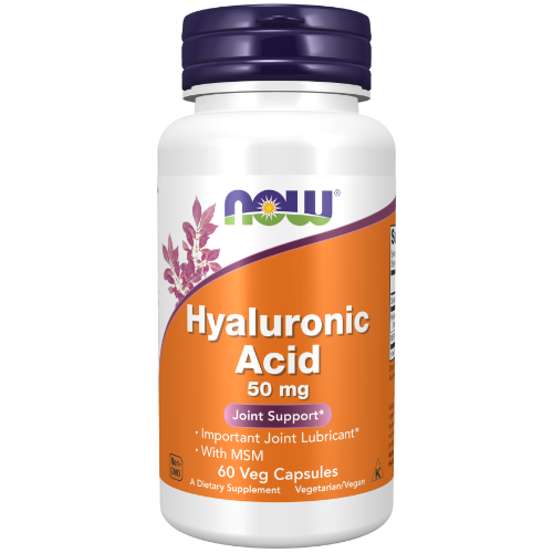 NOW Foods Hyaluronic Acid 50 mg 60 Veg Capsules 1st Stop, Marshall's Health Shop!  Hyaluronic acid is a compound present in every tissue of the body, with the highest concentrations occurring in connective tissues such as skin and cartilage.* 
