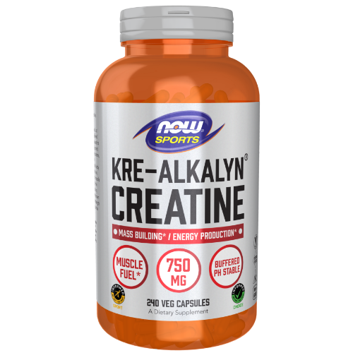 NOW Foods Kre-Alkalyn® Creatine 240 Veg Capsules 1st Stop, Marshall's Health Shop!  Kre-Alkalyn® is a form of creatine that reaches muscle cells at its maximum strength and purity.* This unique pH-buffered formula is stable throughout the GI tract, which may prevent its breakdown and allow it to enter the muscle tissue fully potent, thus effectively eliminating the uncomfortable stomach distress, gas, and bloating that is associated with other creatine supplements.