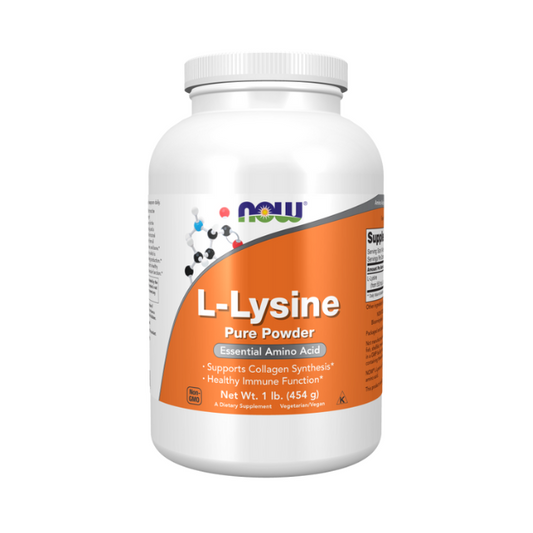 NOW Foods L-Lysine Powder 454g 1st Stop, Marshall's Health Shop!  Lysine is an essential amino acid that must be obtained through the diet or through supplementation.