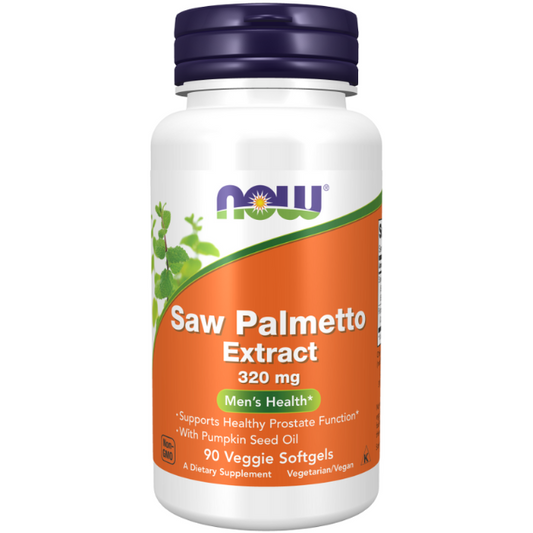 NOW Foods Saw Palmetto Extract 320mg 90 Veggie Softgels 1st Stop, Marshall's Health Shop!  Saw palmetto is a botanical known to help support healthy urinary flow and prostate function.* 