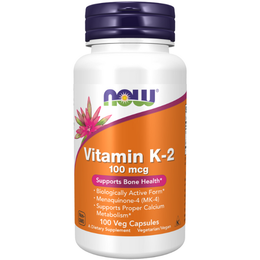 NOW Foods Vitamin K-2 100 mcg Veg Capsules 1st Stop, Marshall's Health Shop!  Although vitamin K is historically known for its role in normal blood clotting function, we now know that vitamin K is also essential to bone, cardiovascular, and nervous system health.*