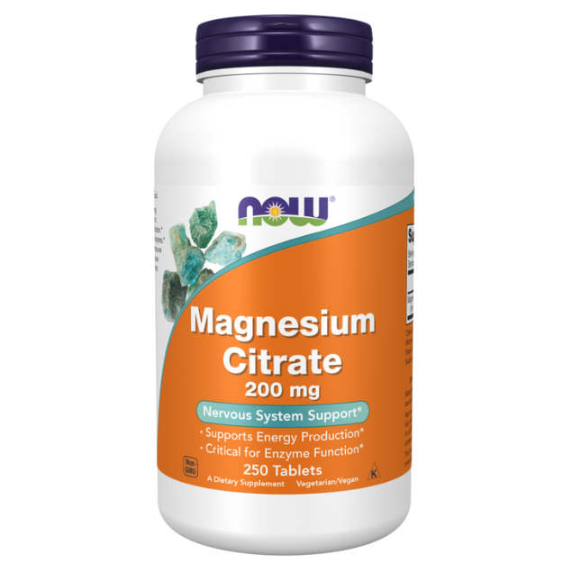 NOW Magnesium Citrate 200mg  What is Magnesium Citrate?  Magnesium is a mineral that is critical for energy production and metabolism, muscle contraction, nerve impulse transmission, and bone mineralization.  It is a required cofactor for an estimated 300 enzymes.