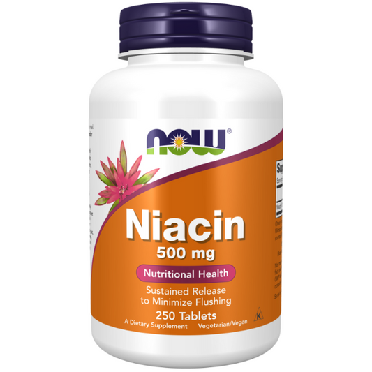 NOW Foods Niacin 500mg 250 Tablets 1st Stop, Marshall's Health Shop!  Niacin (Vitamin B-3) is an essential B-group vitamin necessary for good health.  Natural colour variation may occur in this product.