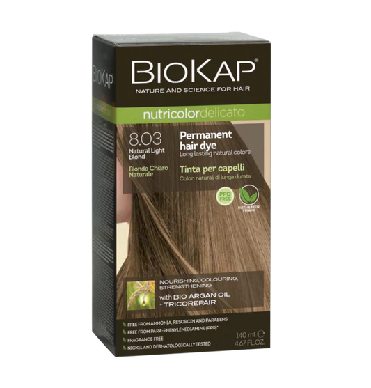 Biokap Delicato Rapid Natural Permanent Hair Colour 8.03 Light Blond Gentle 135ml