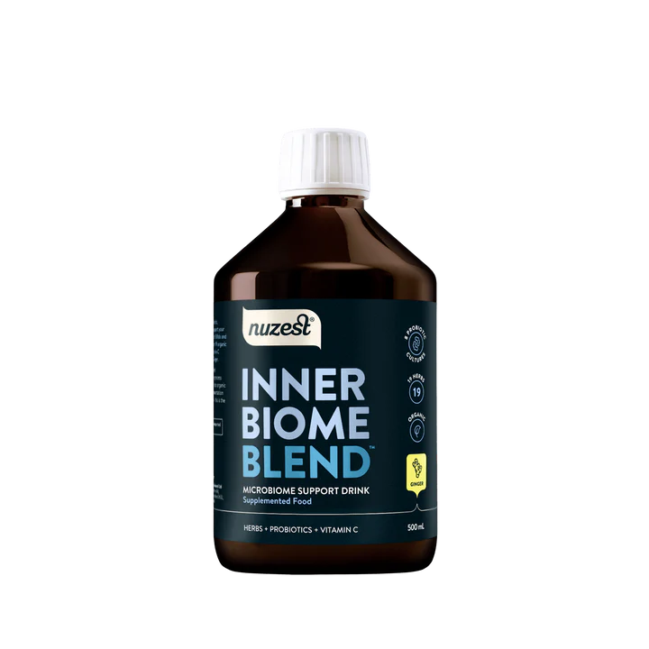 Nuzest Inner Biome Blend 500ml


An organic microbiome support drink mix made from herbal extracts and active probiotic cultures. Inner Biome Blend combines prebiotics, probiotics and postbiotics to support gut health, digestion, and the body’s natural balance. The fermentation process converts natural sugars into organic acids, leaving the finished product free from sugar, as well as gluten, dairy, and added preservatives.
1st Stop, Marshall's Health Shop!