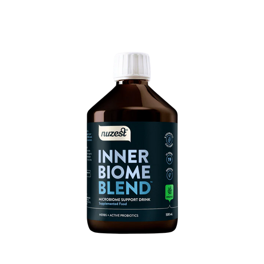 Nuzest Inner Biome Blend 500ml


An organic microbiome support drink mix made from herbal extracts and active probiotic cultures. Inner Biome Blend combines prebiotics, probiotics and postbiotics to support gut health, digestion, and the body’s natural balance. The fermentation process converts natural sugars into organic acids, leaving the finished product free from sugar, as well as gluten, dairy, and added preservatives.
1st Stop, Marshall's Health Shop!