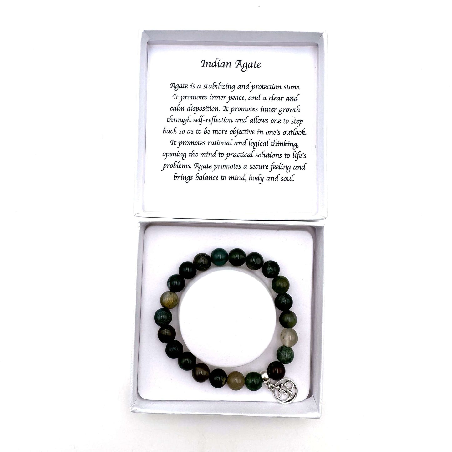 Indian Agate Bracelet with Ohm Charm