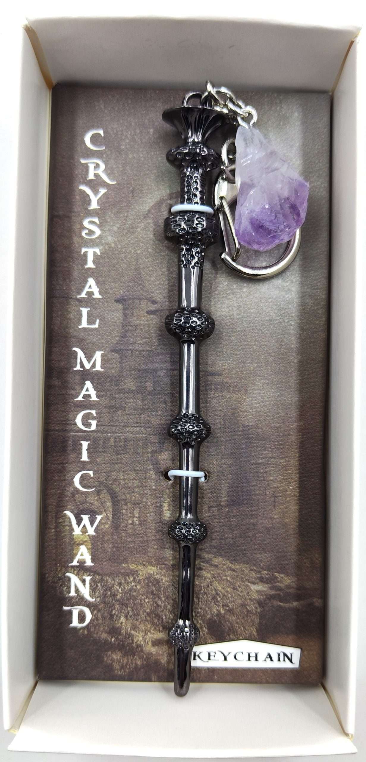 Crystal Magic Wand Keychain - Amethyst