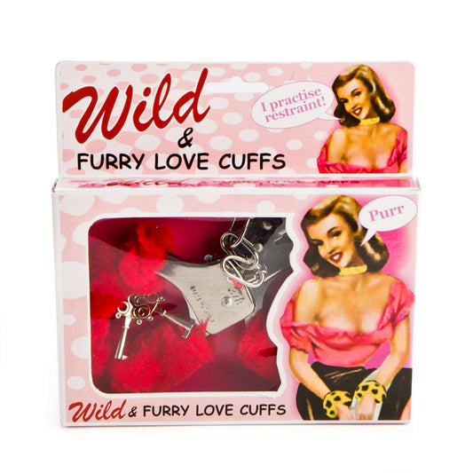 Red Furry Love Cuffs