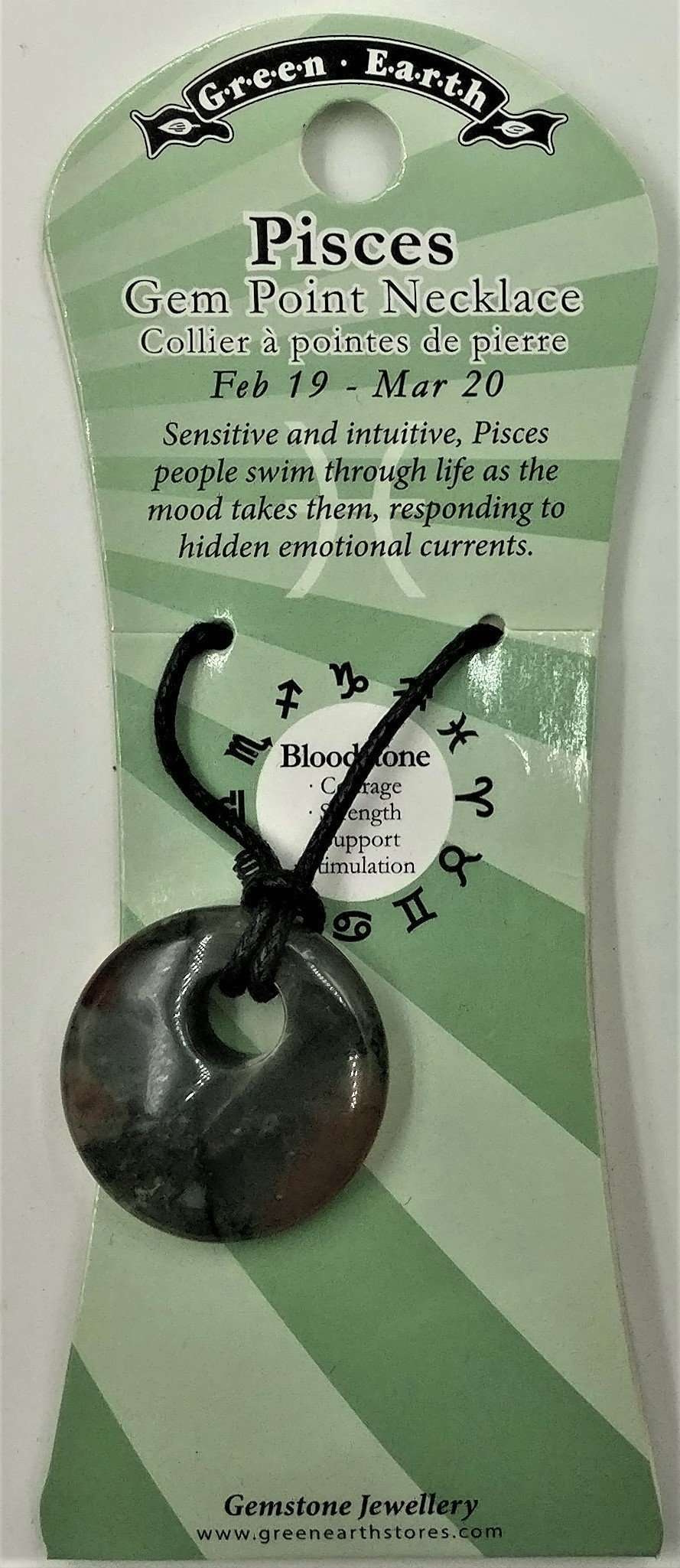 Zodiac Donut Pendant-Pisces-Bloodstone