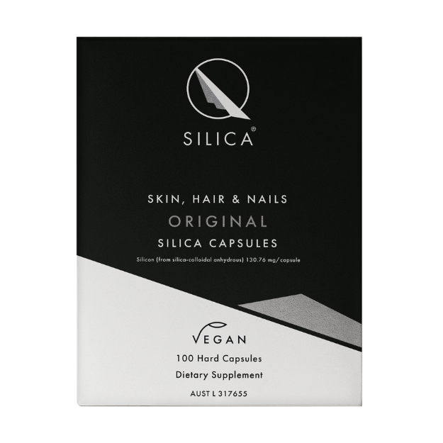 Qsilica Colloidal Silica Hair Skin Nail 100 caps  Qsilica Colloidal silica capsules offers a convenient form of colloidal silica, a dietary mineral that may support skin, hair and nail health.