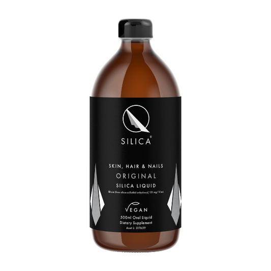 Qsilica Colloidal Silica Hair Skin Nail Oral Liquid (Gel) 500ml Qsilica Colloidal Silica original liquid gel offers a convenient form of colloidal silica, a dietary mineral that may support skin, hair and nail health.  Formulated to nourish from within, Qsilica oral liquid may  support skin health.