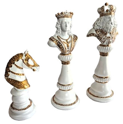 Imperial Chess Pieces Gold/White King, Queen and Knight