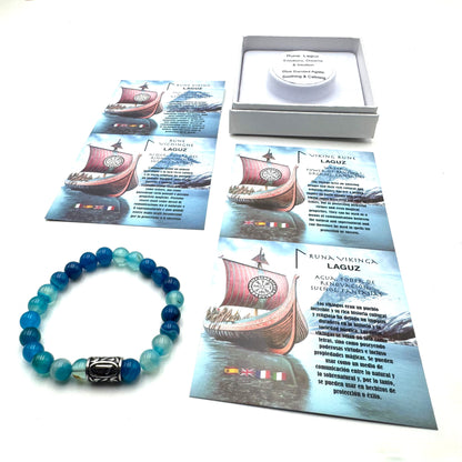 Rune Bracelet Aqua Blue Banded Agate Laguz
