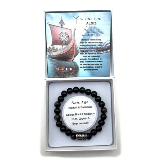 Rune Bracelet Golden Black Obsidian Algiz

Size approx. 8mm

1st Stop, Marshall's Health Shop, Gift Shop!

SKU: RB7