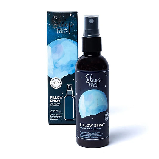 Sleep Pillow Spray bottle and packaging on a white background