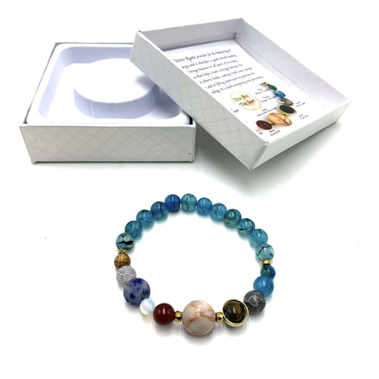 Blue Dragon Vein Agate Solar System Bracelet