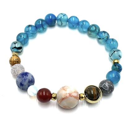 Blue Dragon Vein Agate Solar System Bracelet