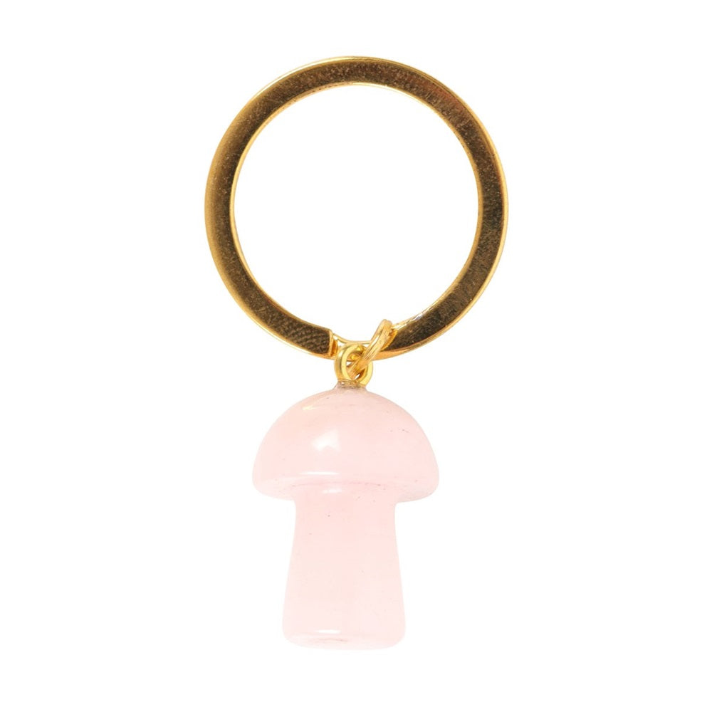 Keyring Rose Quartz Mushroom