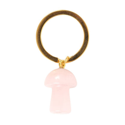 Keyring Rose Quartz Mushroom