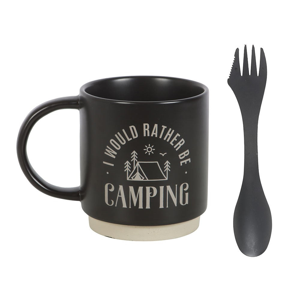 Ceramic Mug I'd Rather Be Camping 3-in-1 Spork