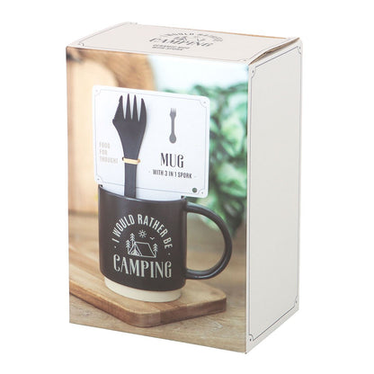 Ceramic Mug I'd Rather Be Camping 3-in-1 Spork