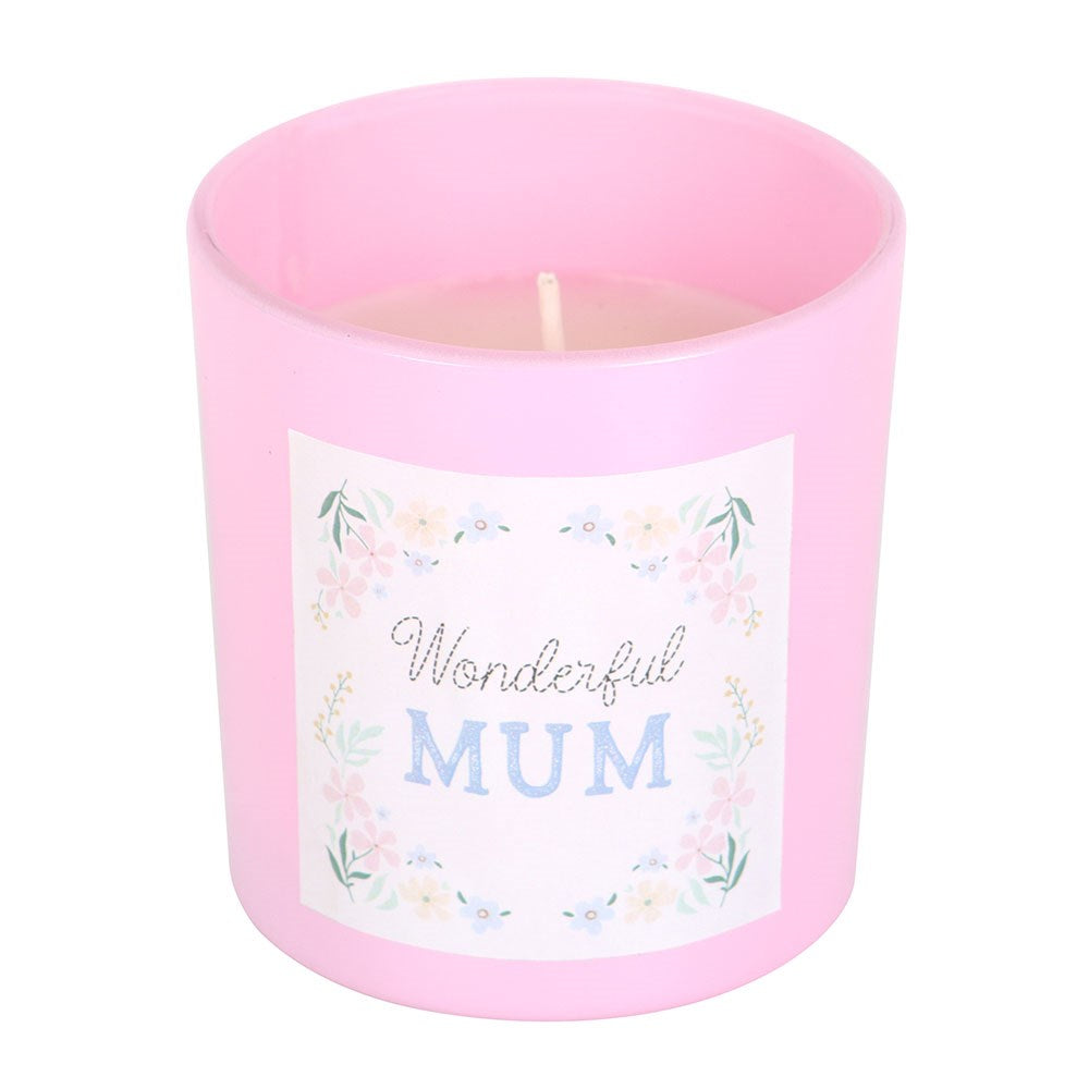 Wonderful Mum Cherry Blossom Candle
H:8.4 x W:8.4 x D:8.5 cm - Show your appreciation for Mum with this beautiful candle. Packaged in a pink glass holder with a floral design and 'Wonderful Mum' text, this candle is Cherry Blossom scented for a soft, springtime fragrance.1st Stop, Marshall's Health Shop, Gift Shop!