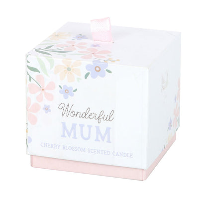 Wonderful Mum Cherry Blossom Candle
H:8.4 x W:8.4 x D:8.5 cm - Show your appreciation for Mum with this beautiful candle. Packaged in a pink glass holder with a floral design and 'Wonderful Mum' text, this candle is Cherry Blossom scented for a soft, springtime fragrance.1st Stop, Marshall's Health Shop, Gift Shop!