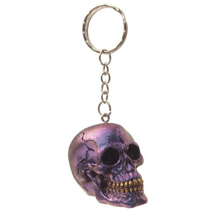 Skulls and Roses Dark Metallic and Gold Skull Keyring