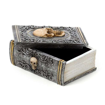 Skull Embellished Book Shaped Trinket Box