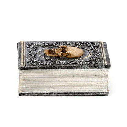 Skull Embellished Book Shaped Trinket Box