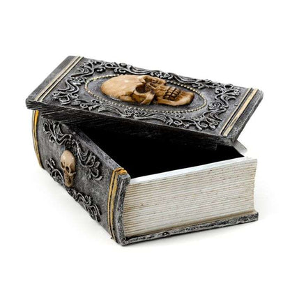 Skull Embellished Book Shaped Trinket Box