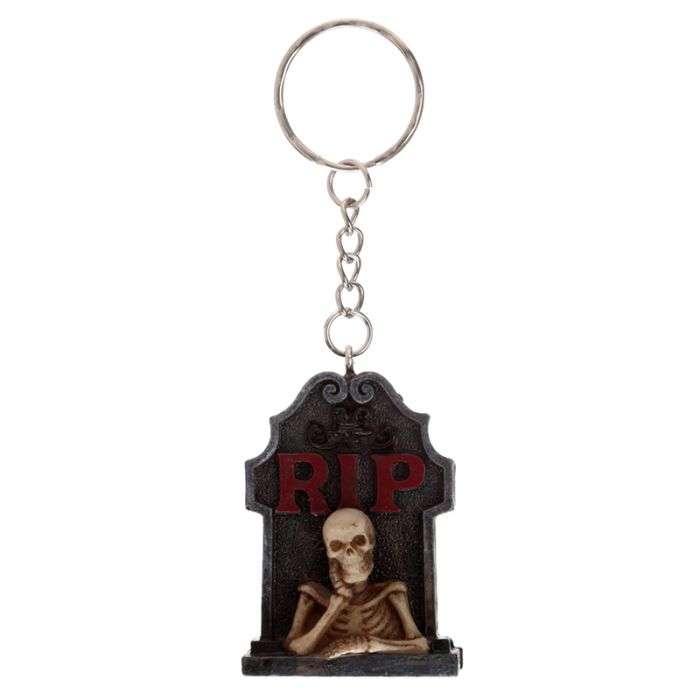 RIP Skeleton Tombstone Keyring