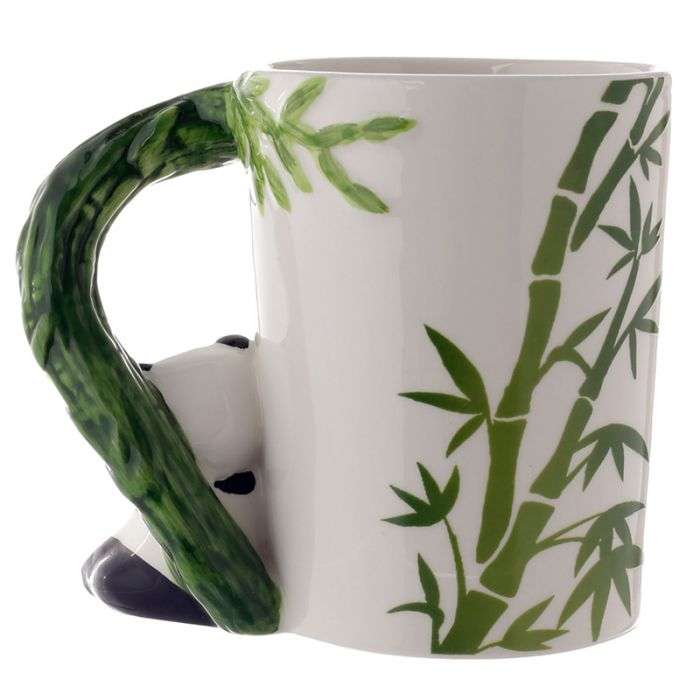 Panda Bamboo Ceramic Shaped Handle Mug