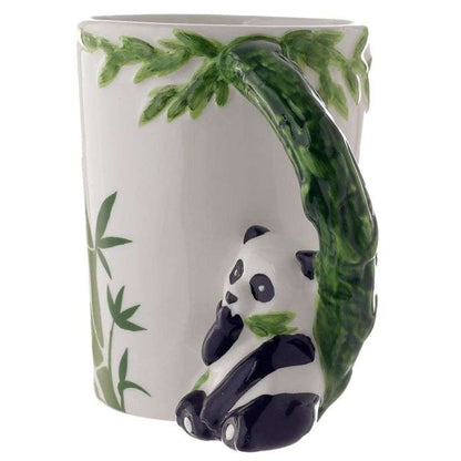 Panda Bamboo Ceramic Shaped Handle Mug