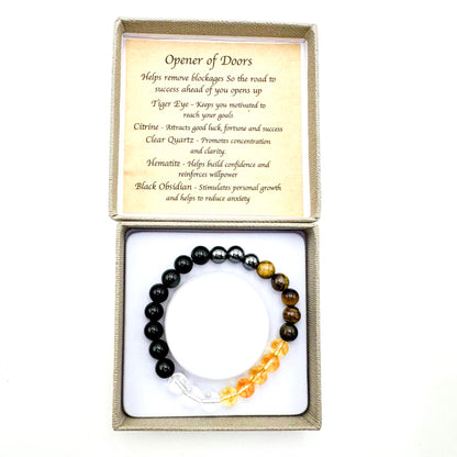 Unblocker Road Opener Bracelet

Size: 8MM; With Tiger Eye, Citrine, Clear Quartz, Hematite, Black Obsidian

1st Stop, Marshall's Health Shop, Gift Shop!

SKU: TB2