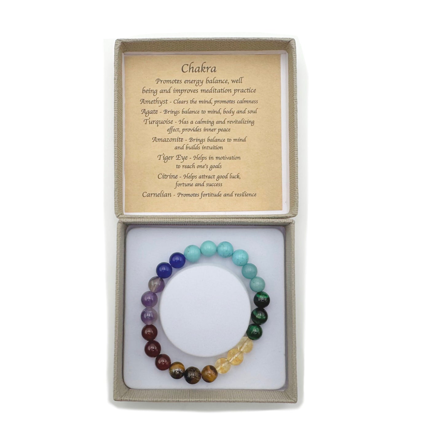 Chakra Bracelet

Size: 8MM; With Amethyst, Agate, Turquoise, Amazonite, Tiger Eye, Citrine, Carnelian

1st Stop, Marshall's Health Shop, Gift Shop!

SKU: TB4