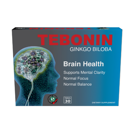 Tebonin Ginkgo Biloba Brain Health 30 tablets       Tebonin®Brain Health  Supports mental clarity, normal focus and normal balance  HEALTH BENEFITS:  Tebonin® supports:                                       Brain health Mental clarity Healthy ageing Normal balance Normal focus